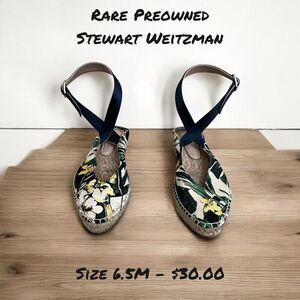 Stuart Weitzman Women's Toga Espadrilles Flats Floral Size 6.5 M